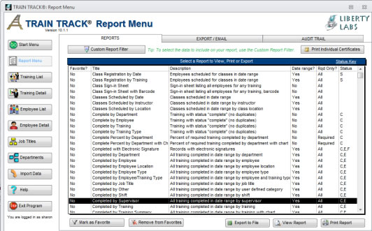 Report Menu